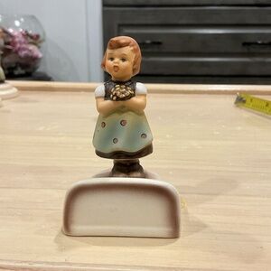 Hummel Figurine with Brown and Blue Accents